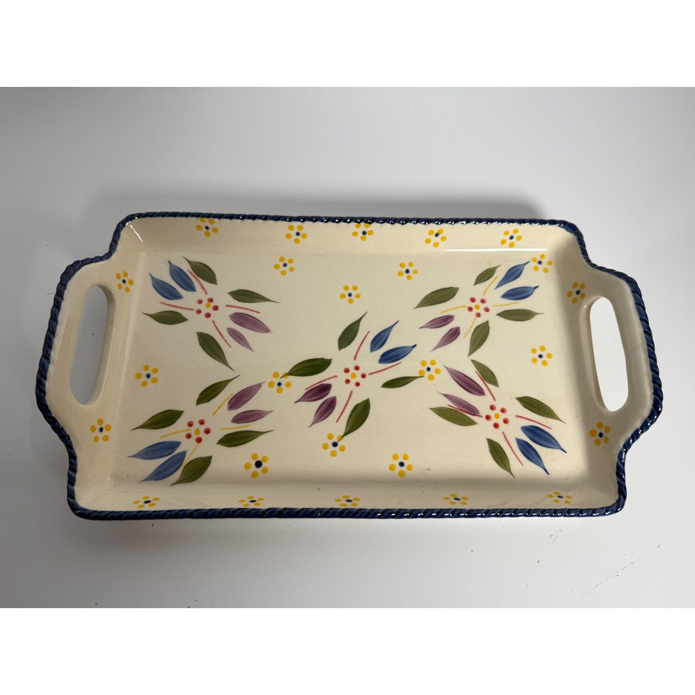 Temp-tations Old World Serving Tray Ceramic Platter Blue Floral PPP-LD-300002